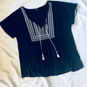 American Eagle Outfitters Tops - AE black tassel tie top American Eagle Outfitters Tops - AE black tassel tie top